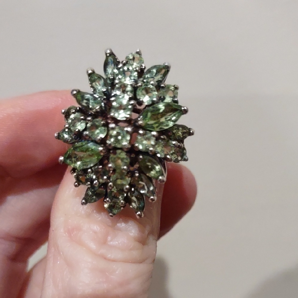 Peridot Gemstone Green Ring Set In Sterling Silver - Picture 2 of 8